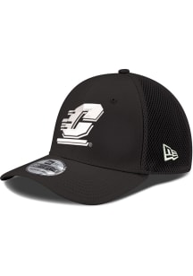 New Era Central Michigan Chippewas Mens Black White Logo Team Neo 39THIRTY Flex Hat