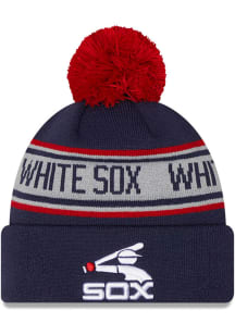 New Era Chicago White Sox Blue Repeat Pom Mens Knit Hat