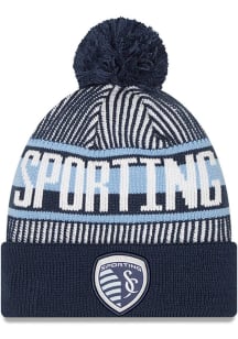 New Era Sporting Kansas City Navy Blue Striped Mens Knit Hat