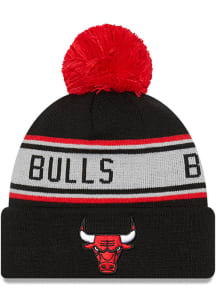New Era Chicago Bulls Black Repeat Pom Mens Knit Hat