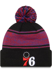New Era Philadelphia 76ers Black Chilled Pom Mens Knit Hat
