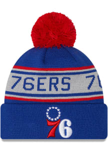 New Era Philadelphia 76ers Blue Repeat Pom Mens Knit Hat