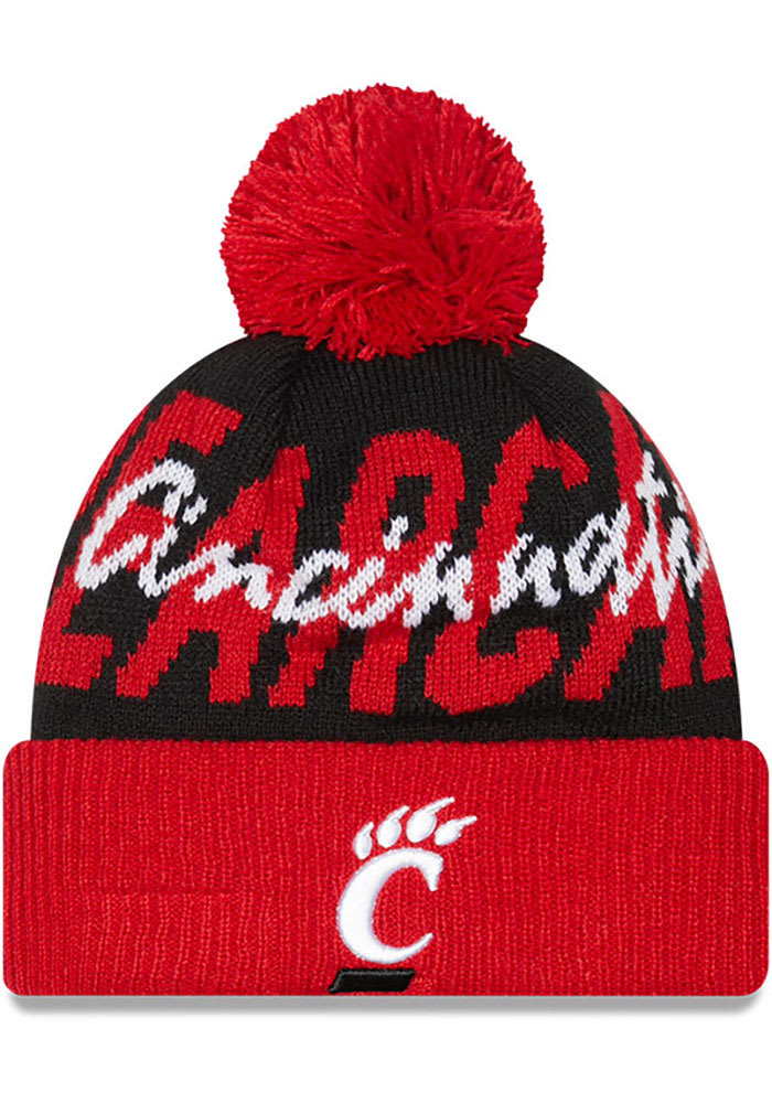 New Era Cincinnati Bearcats Black Confident Pom Mens Knit Hat