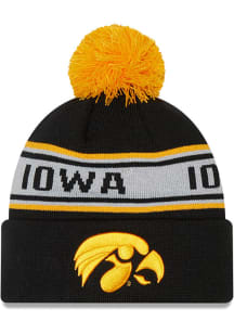 New Era Iowa Hawkeyes Black Repeat Pom Mens Knit Hat