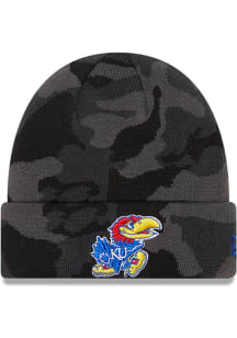 New Era Kansas Jayhawks Black Camo Cuff Mens Knit Hat