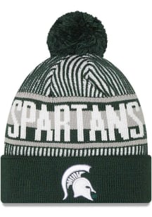 New Era Michigan State Spartans Green Striped Mens Knit Hat