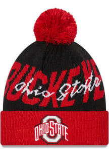 New Era Ohio State Buckeyes Black Confident Pom Mens Knit Hat