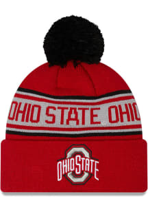 New Era Ohio State Buckeyes Red Repeat Pom Mens Knit Hat