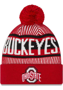 New Era Ohio State Buckeyes Red Striped Mens Knit Hat