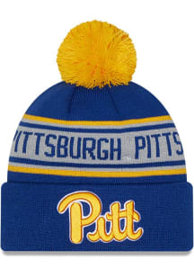 New Era Pitt Panthers Blue Repeat Pom Mens Knit Hat