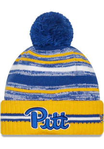 New Era Pitt Panthers Blue Sport Pom Mens Knit Hat