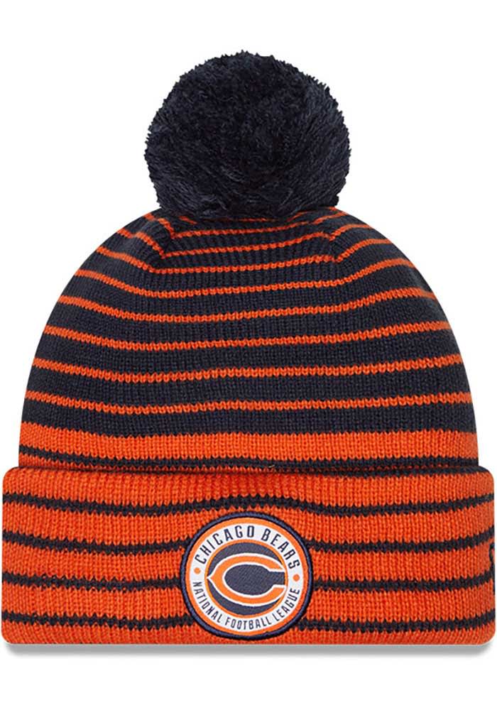 Chicago Bears Men's New Era Team Chant Pom Knit Winter Hat - Navy