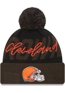 New Era Cleveland Browns Black Confident Pom Mens Knit Hat