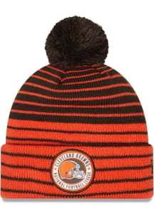 New Era Cleveland Browns Brown Patch Pom Mens Knit Hat