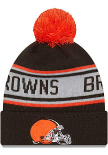 New Era Cleveland Browns Brown Repeat Pom Mens Knit Hat