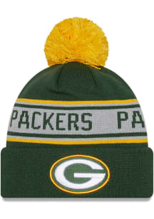 New Era Green Bay Packers Green Repeat Pom Mens Knit Hat