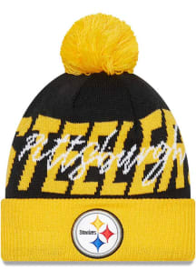 New Era Pittsburgh Steelers Black Confident Pom Mens Knit Hat