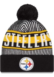 New Era Pittsburgh Steelers Black Striped Mens Knit Hat