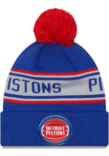 New Era Detroit Pistons Blue Repeat Pom Mens Knit Hat