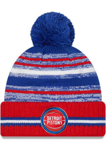 New Era Detroit Pistons Red Sport Pom Mens Knit Hat