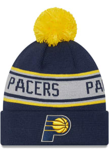 New Era Indiana Pacers Navy Blue Repeat Pom Mens Knit Hat
