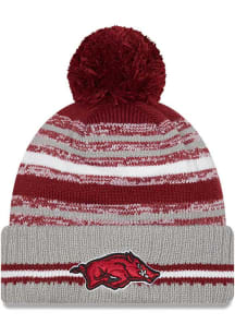 New Era Arkansas Razorbacks Red Sport Pom Mens Knit Hat