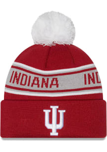 New Era Indiana Hoosiers Red Repeat Pom Mens Knit Hat