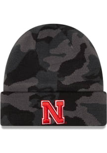 New Era Nebraska Cornhuskers Black Camo Cuff Mens Knit Hat