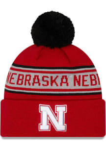 New Era Nebraska Cornhuskers Red Repeat Pom Mens Knit Hat