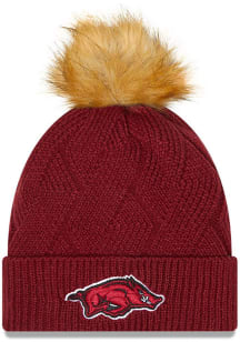 New Era Arkansas Razorbacks Red Snowy Womens Knit Hat