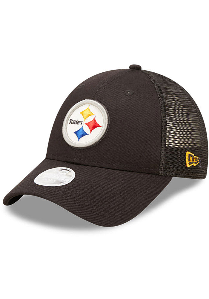 New Era Pittsburgh Steelers Black Logo Spark 9FORTY Women's Adjustable Hat, Black, Cotton/Poly Blend, Size ADJ, Rally House