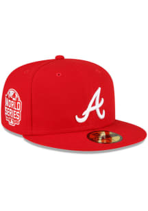 New Era Atlanta Braves Mens Red Side Patch 59FIFTY Fitted Hat
