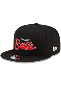 New Era Chicago Bulls Black Script 9FIFTY Mens Snapback Hat