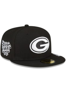 New Era Green Bay Packers Mens Black Side Patch 59FIFTY Fitted Hat