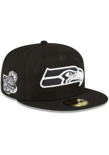 New Era Seattle Seahawks Mens Black Side Patch 59FIFTY Fitted Hat