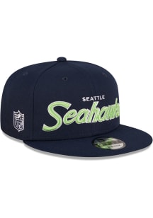 New Era Seattle Seahawks Navy Blue Script 9FIFTY Mens Snapback Hat