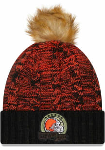 New Era Cleveland Browns Black 2022 Salute to Service Pom Womens Knit Hat