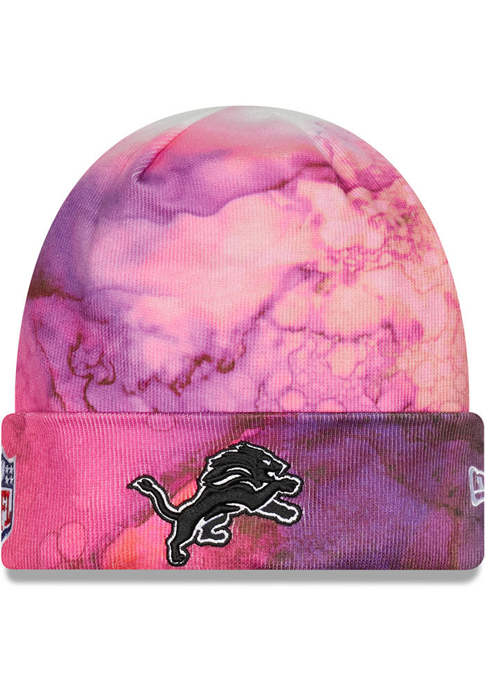 New Era Detroit Lions Pink 2022 Crucial Catch Cuff Mens Knit Hat
