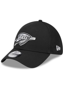 New Era Oklahoma City Thunder Mens Black White Logo Neo 39THIRTY Flex Hat