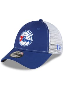 New Era Philadelphia 76ers Trucker 9FORTY Adjustable Hat - Blue