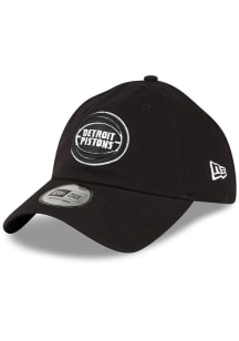 New Era Detroit Pistons White Logo Casual Classic Adjustable Hat - Black