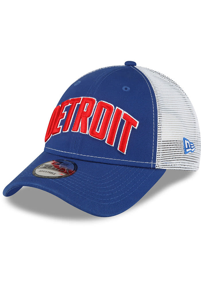 New Era Detroit Pistons Trucker 9FORTY Adjustable Hat Blue