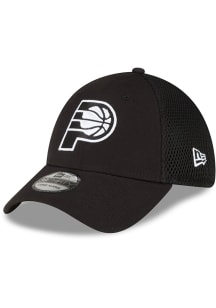 New Era Indiana Pacers Mens Black White Logo Neo 39THIRTY Flex Hat