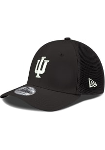 New Era Indiana Hoosiers Mens Black White Logo Neo 39THIRTY Flex Hat