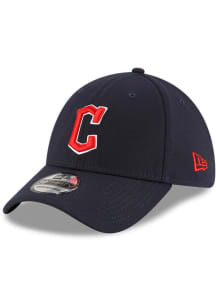 New Era Cleveland Guardians Mens Navy Blue Road Team Classic 39THIRTY Flex Hat