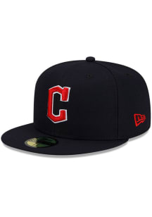New Era Cleveland Guardians Mens Navy Blue Road AC 59FIFTY Fitted Hat