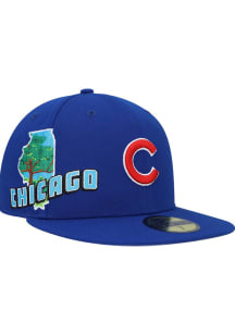 New Era Chicago Cubs Mens Blue Stateview 59FIFTY Fitted Hat