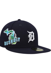 New Era Detroit Tigers Mens Navy Blue Stateview 59FIFTY Fitted Hat