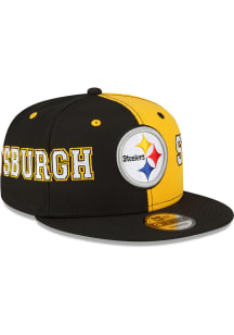 New Era Pittsburgh Steelers Black Teamsplit 9FIFTY Mens Snapback Hat