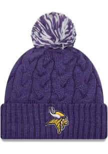 New Era Minnesota Vikings Purple Cozy Cable Cuff Pom Womens Knit Hat